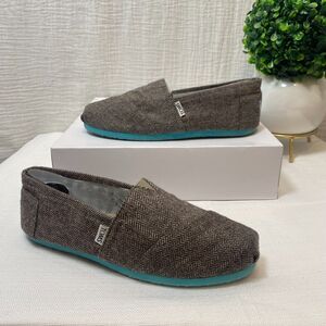 TOMS Herringbone Classic Slip-on Shoes  Women's Size 9 Gray Blue